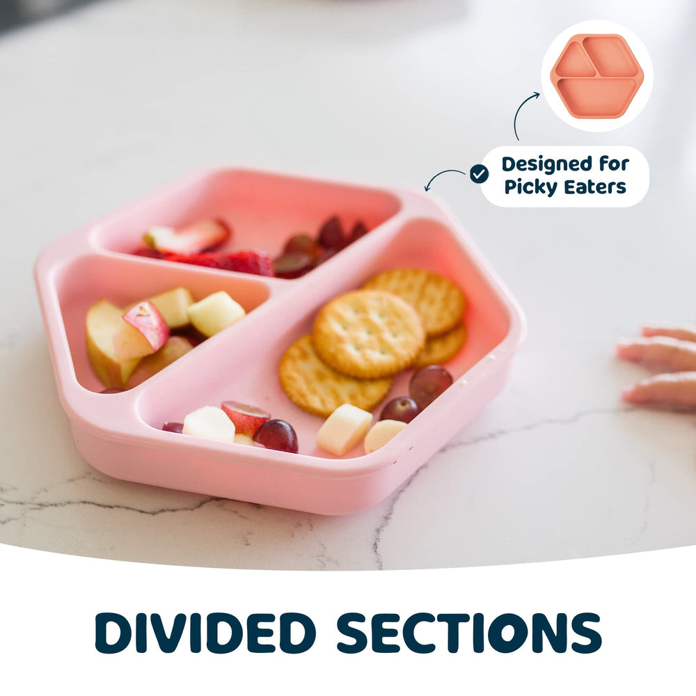 Tiny Twinkle rose silicone plate microwave-safe for quick prep.