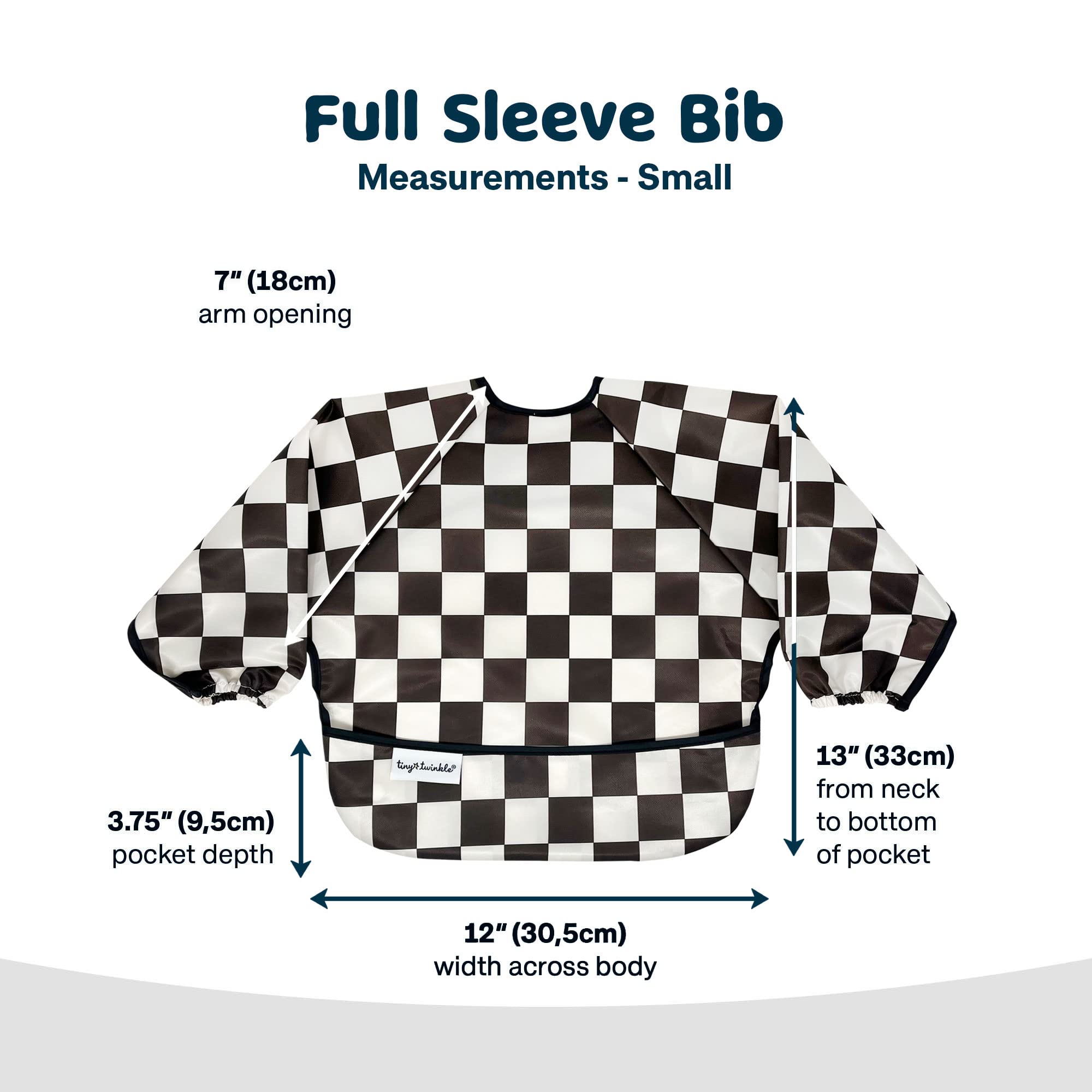 Tiny Twinkle newborn shower gift-ready bib Checkers Black showing versatile design