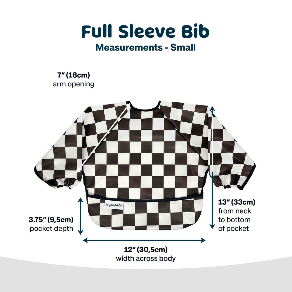 Tiny Twinkle newborn shower gift-ready bib Checkers Black showing versatile design
