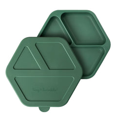 Tiny Twinkle silicone suction plate on a highchair tray showing strong grip for mess-free meals