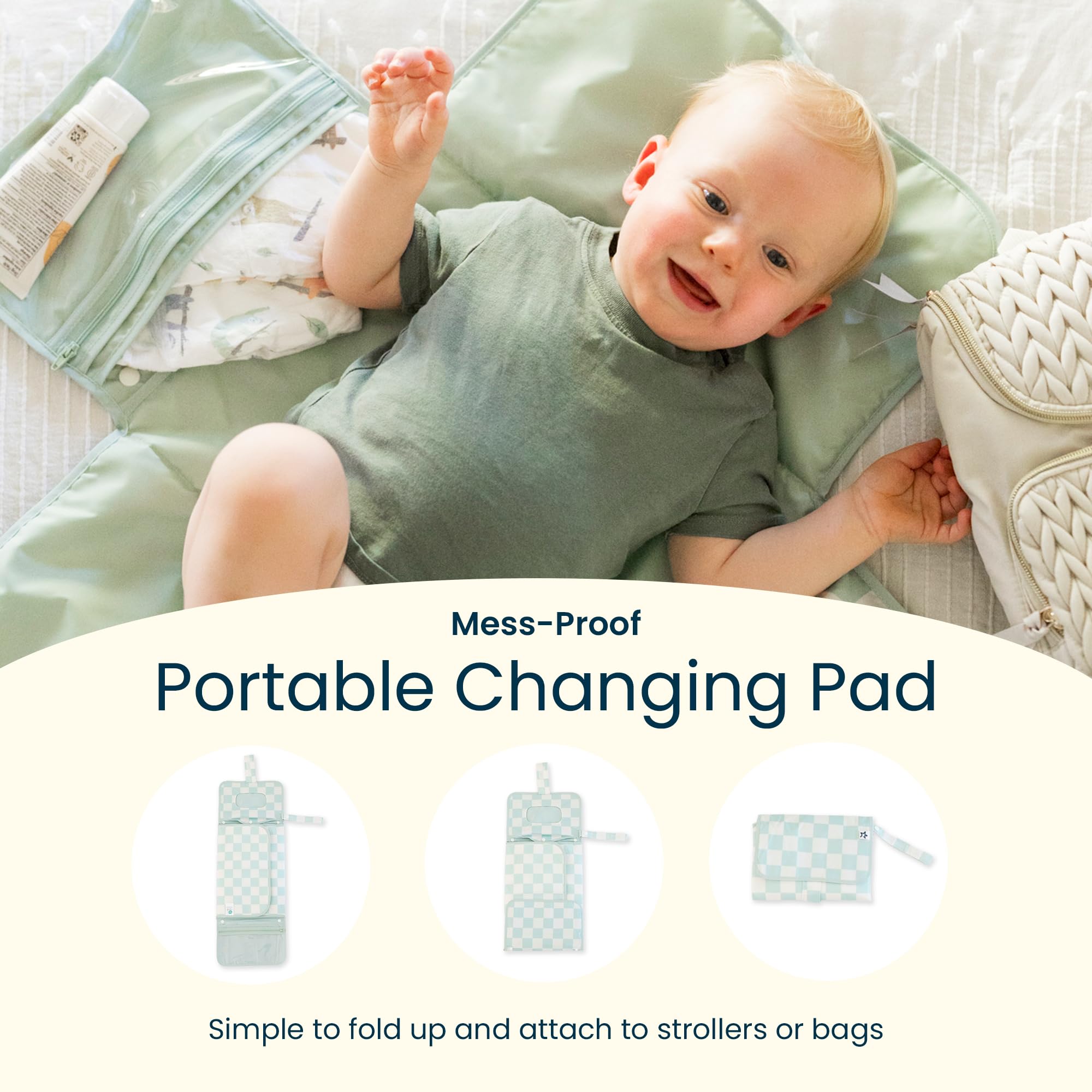Tiny Twinkle portable changing pad car-ride-changes creates a clean changing surface in the back seat.
