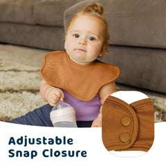 Tiny Twinkle Roundabout Drool Bib with snap closure enables quick, secure changes