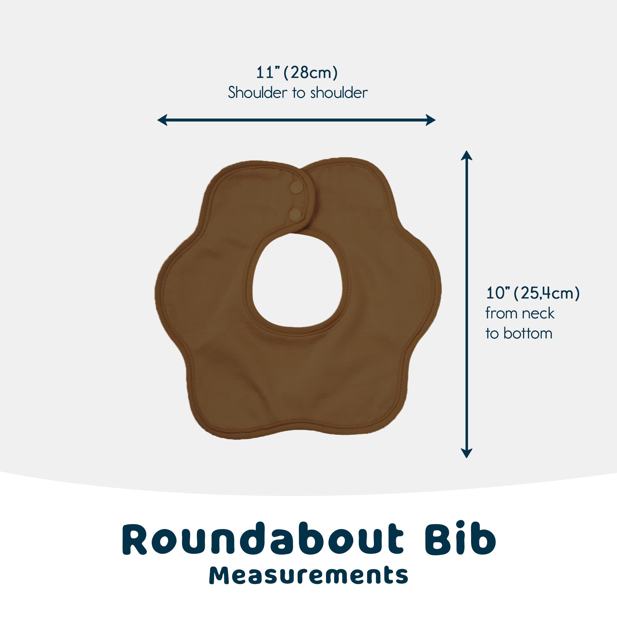 Tiny Twinkle Roundabout snap-closure bib offers fast, secure baby dressing.