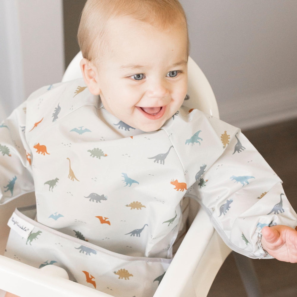 Tiny Twinkle waterproof smock bib offers full-coverage protection during snacks
