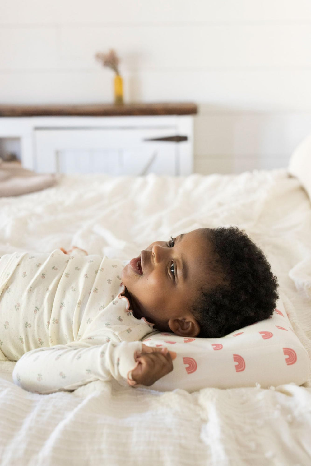 Tiny Twinkle pillow with removable cover is machine washable and easy to clean.