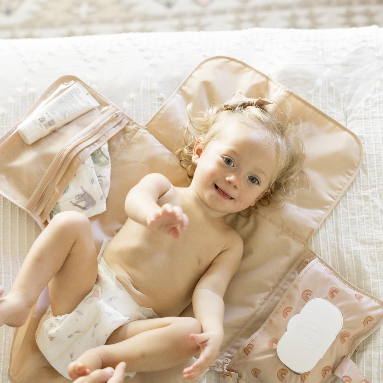 Tiny Twinkle travel-changing-station turns any surface into a clean, comfy changing spot.