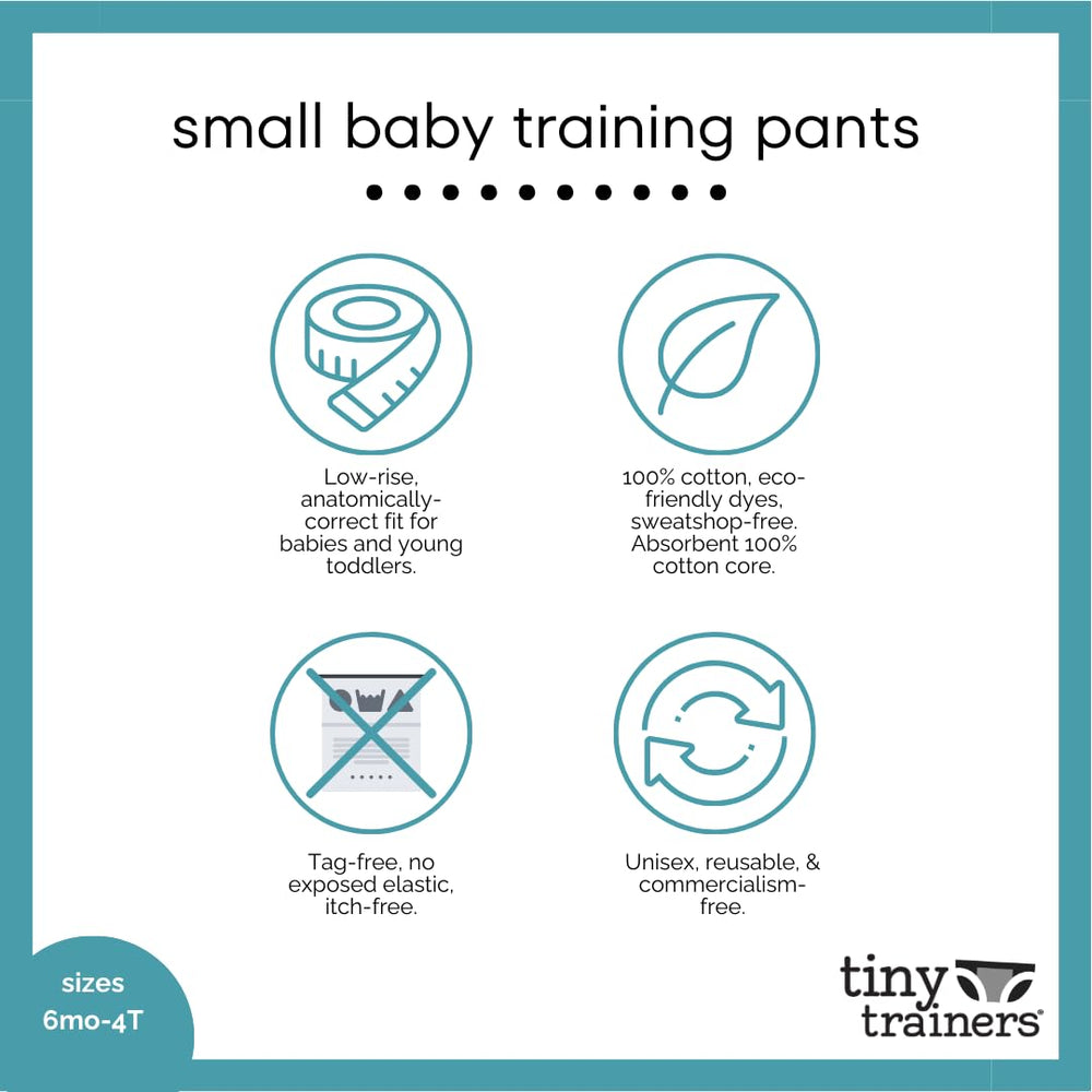 Tiny Undies Tiny Trainers 2T aqua blue pack-3 eco-friendly cotton option