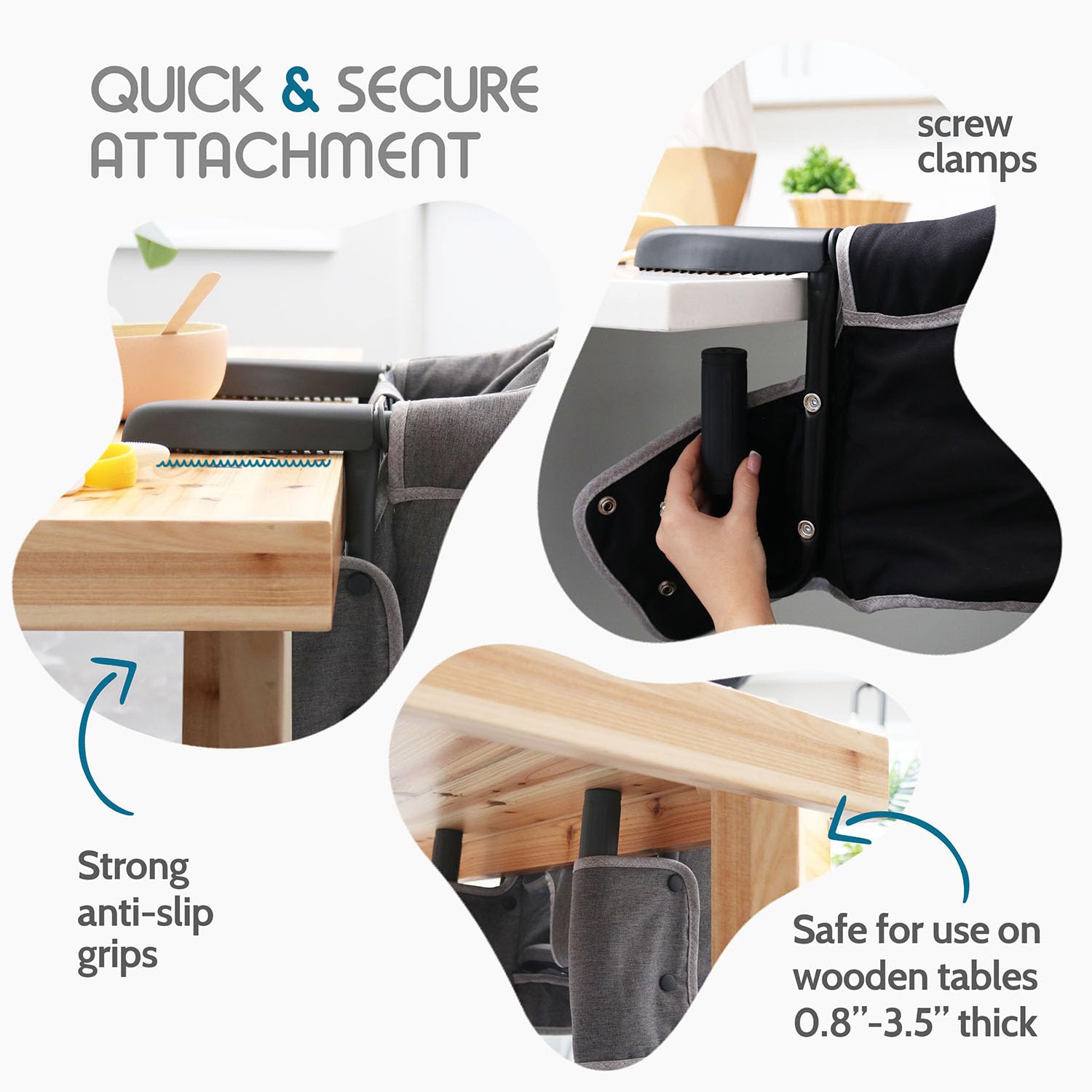 Tinybow Hook On High Chair storage pocket keeps feeding essentials close.