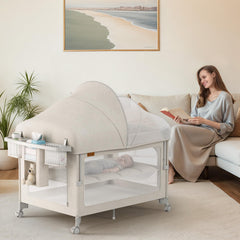 TinyGlow 4-in-1 baby bassinet setup showing quick assembly for busy parents.