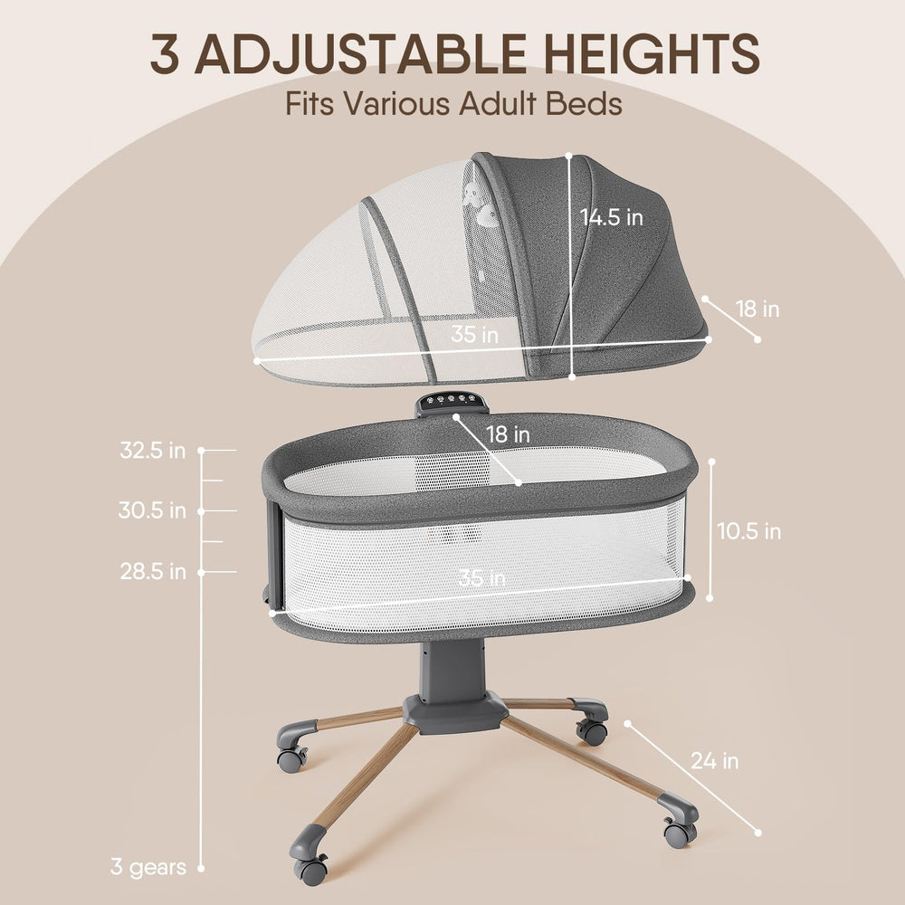 TinyGlow detachable bassinet-to-nest design supports safe room-to-room transport.