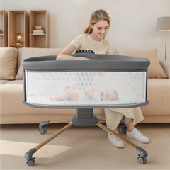 TinyGlow electric smart bassinet rocking-speeds demonstrate gentle soothing for naps.