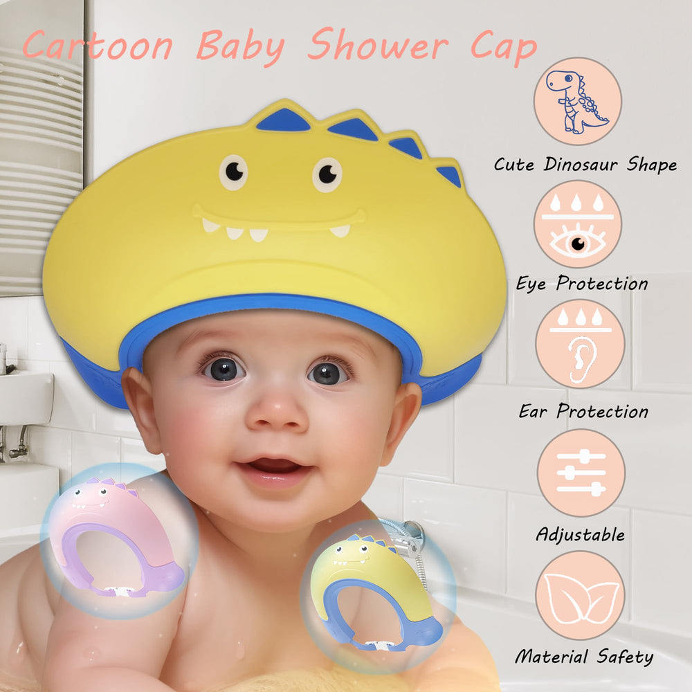 TinyGuardian dinosaur bath cap shield side view fits head