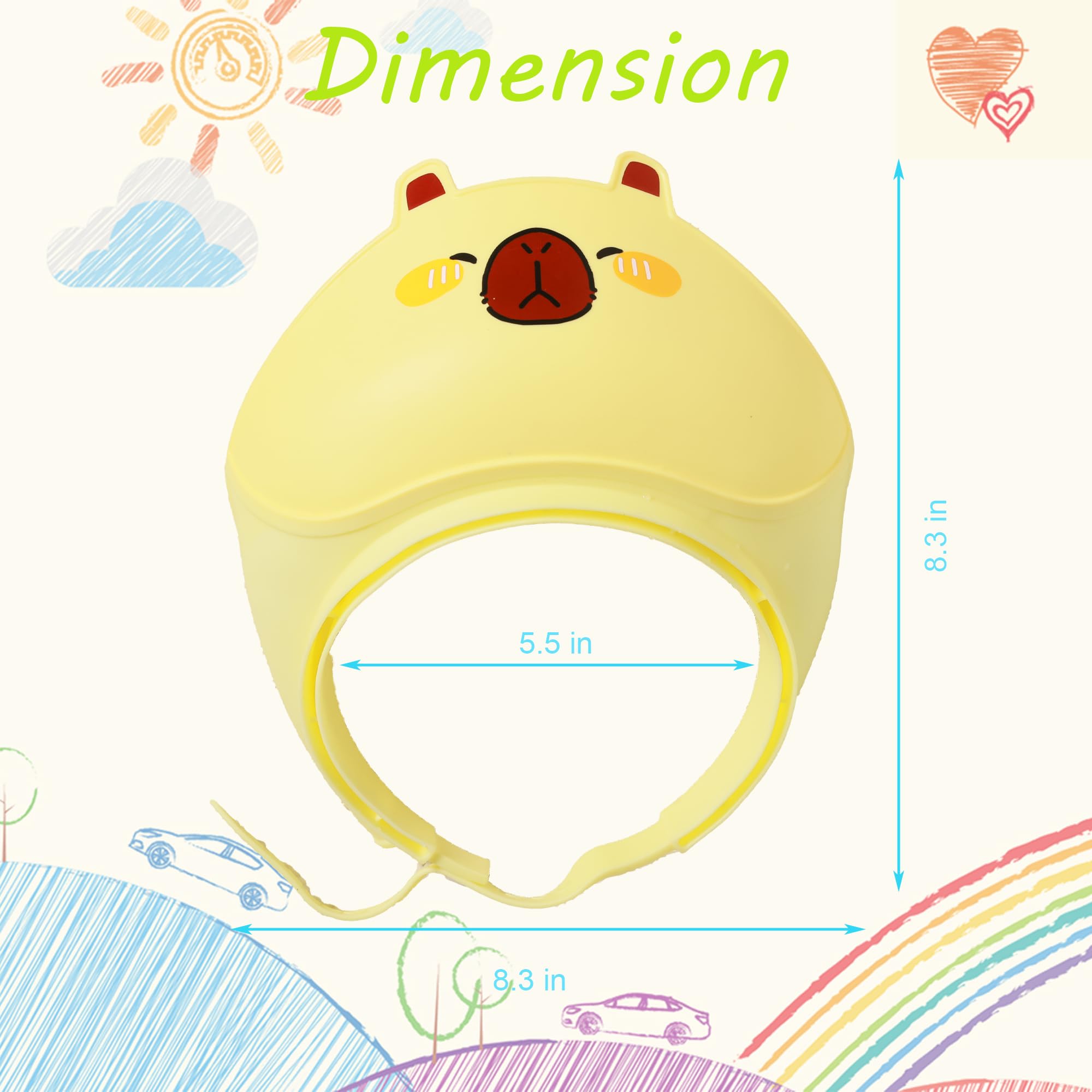 TinyGuardian baby shower cap yellow capibara-design highlights playful bath-time appeal.