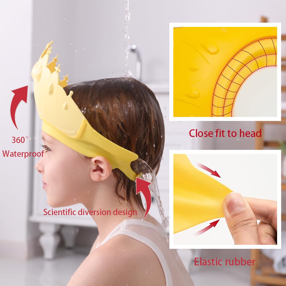 TinyGuardian baby shower cap yellow closure close-up with adjustable button