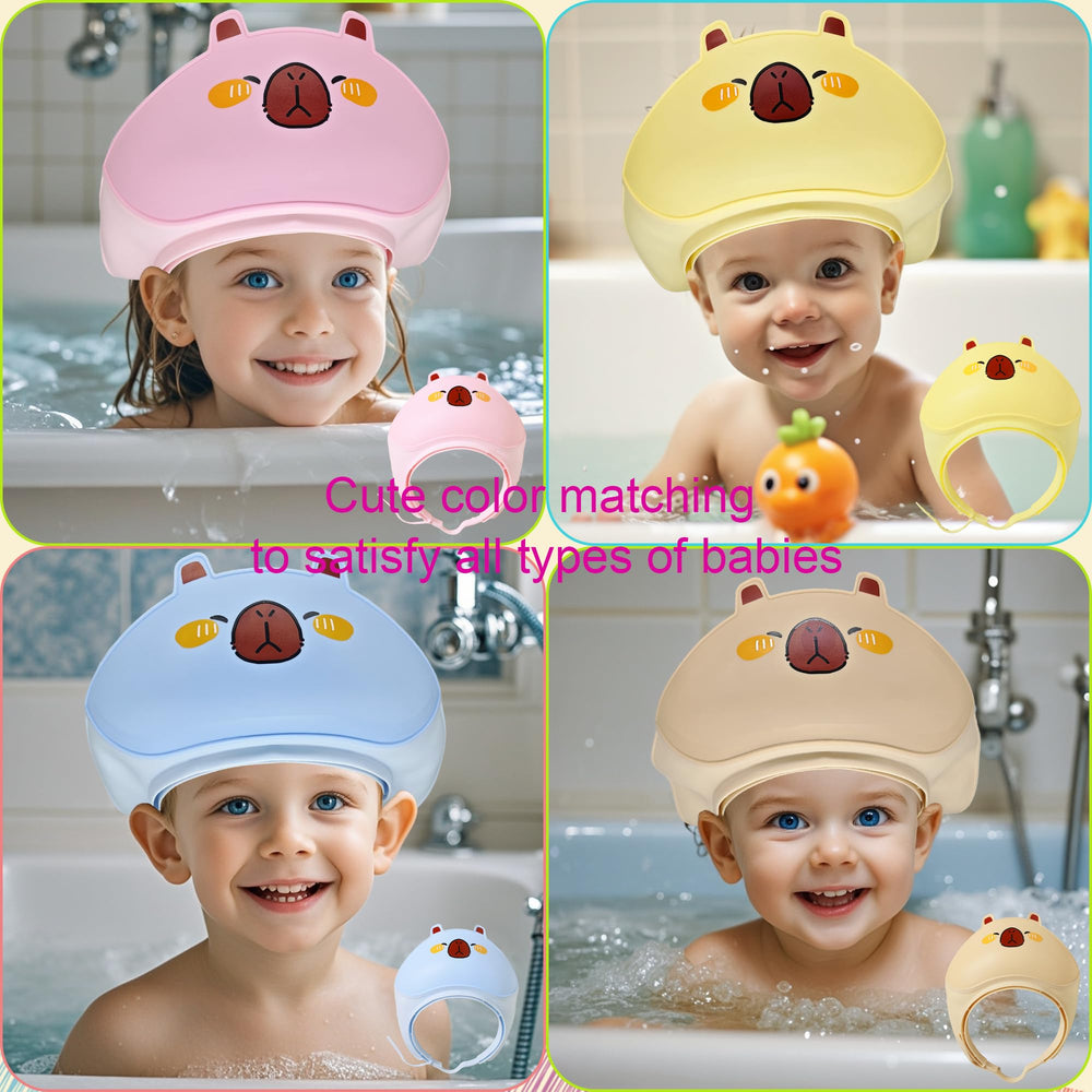 TinyGuardian baby shower cap yellow sun-shading view suggests outdoor protection for sunny days.