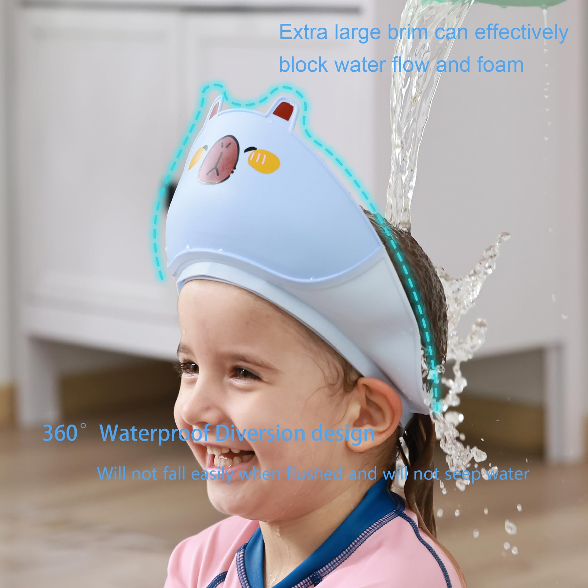 TinyGuardian baby shower cap yellow water-resistant cover protects ears from splashes.