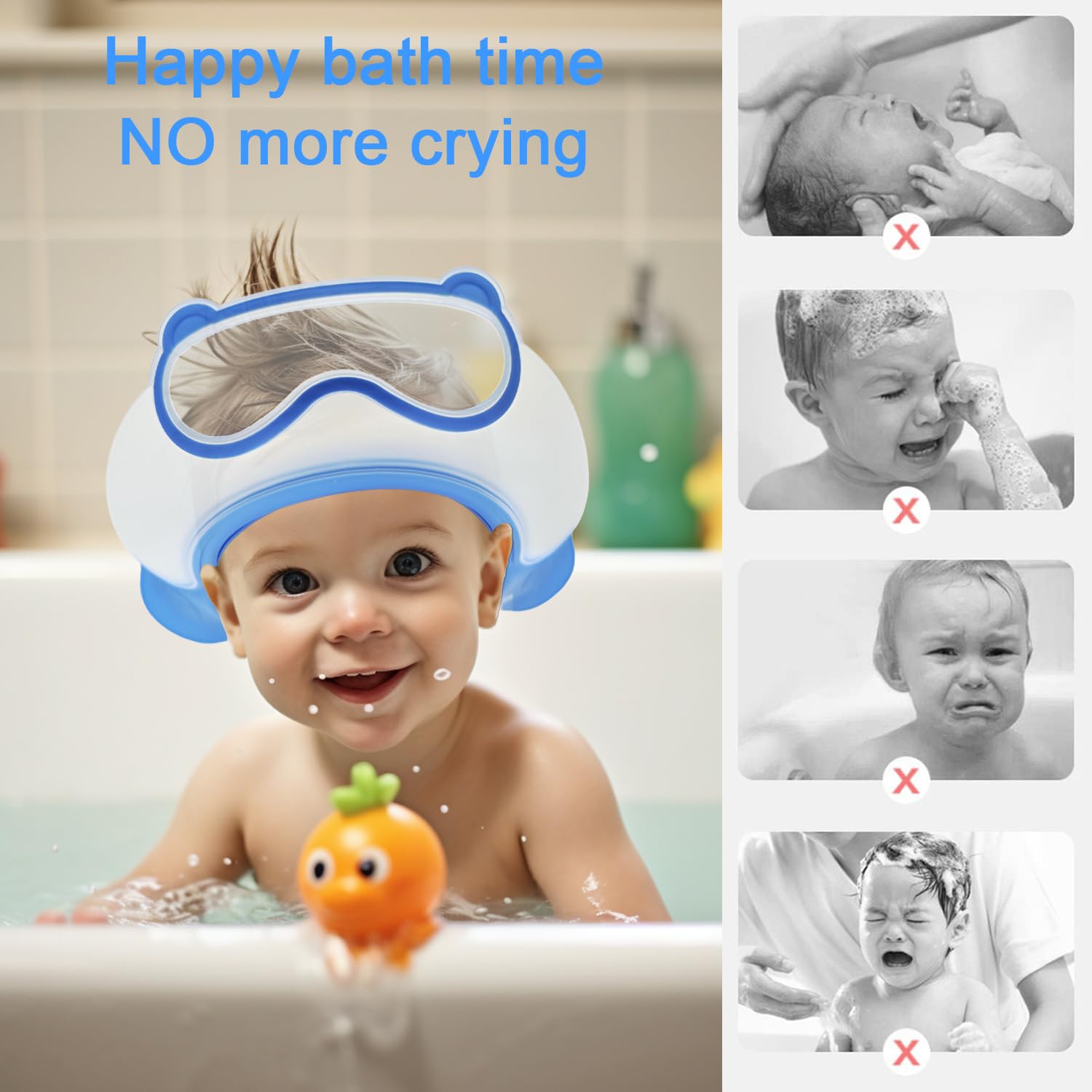 TinyGuardian kid-bath-time-smile shows enjoyable bath with shield visor.