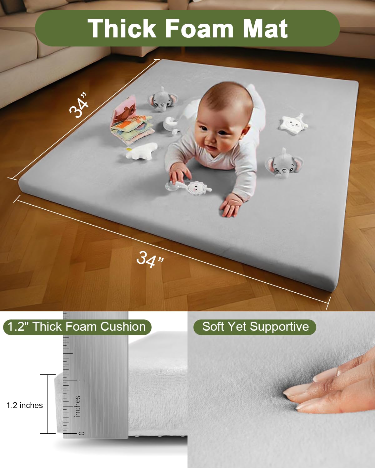 TINYHARBO Baby Play Gym arches detachable lets the mat become a play rug.