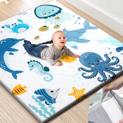 tinyharbo premium foam baby play mat 50x50 setup offers spacious crawling space