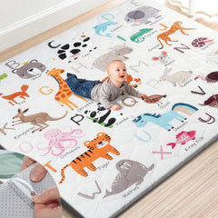 TINYHARBO Premium Foam Baby Play Mat cover removable; easy-clean for quick cleanup after play.