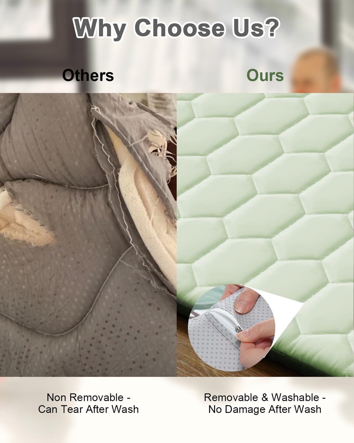 TINYHARBO Premium Foam Baby Play Mat machine-washable cover simplifies cleanup after messes.