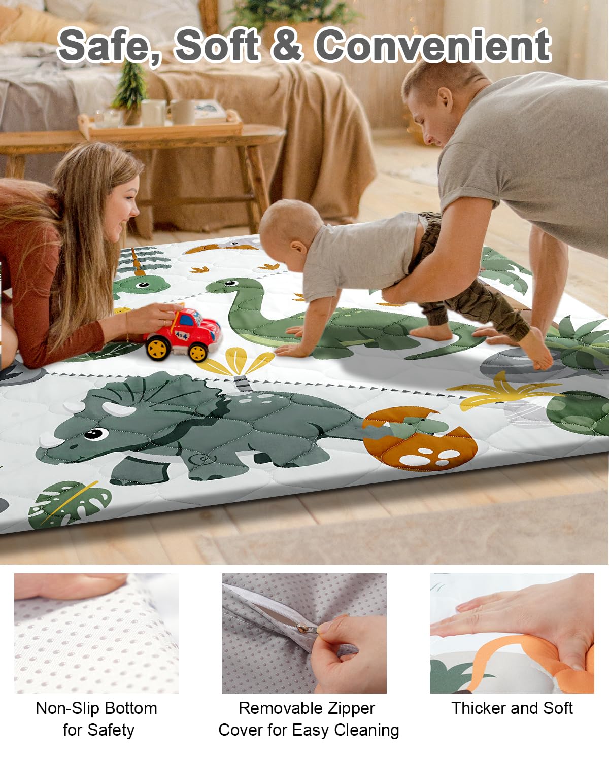 TINYHARBO non-slip bottom keeps the mat stable during play.