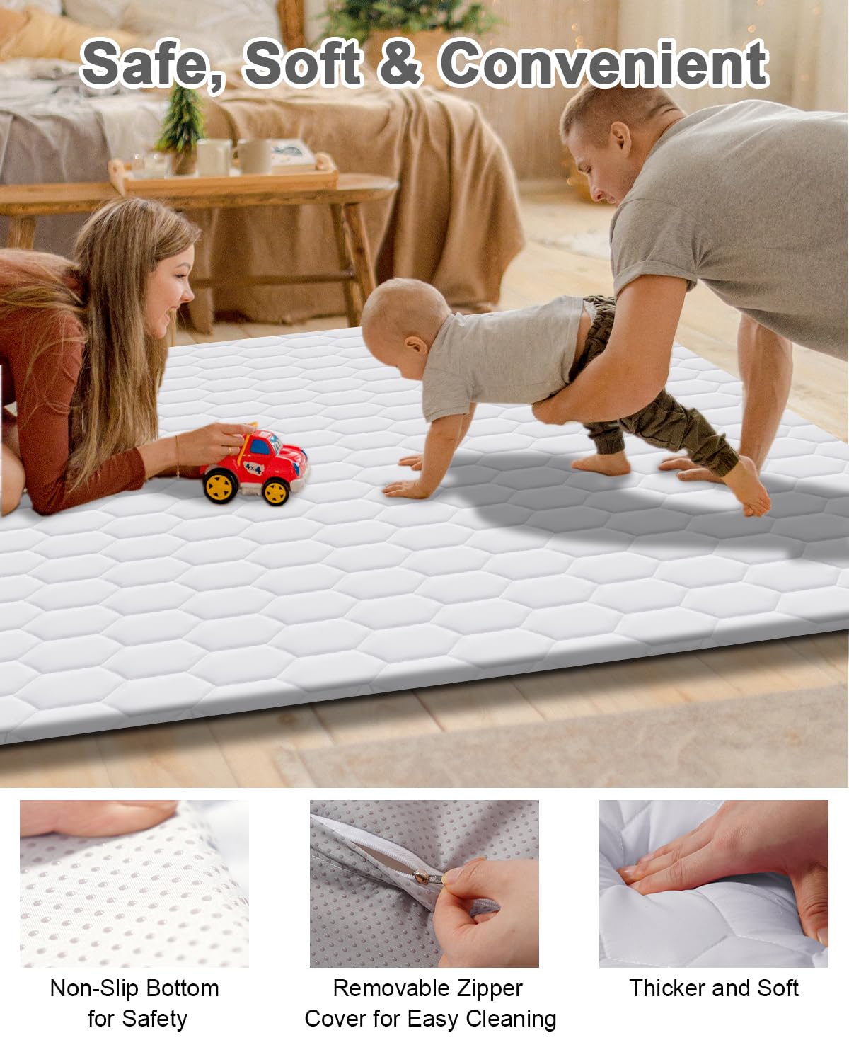 TINYHARBO non-slip bottom keeps mat stable during active crawling sessions.