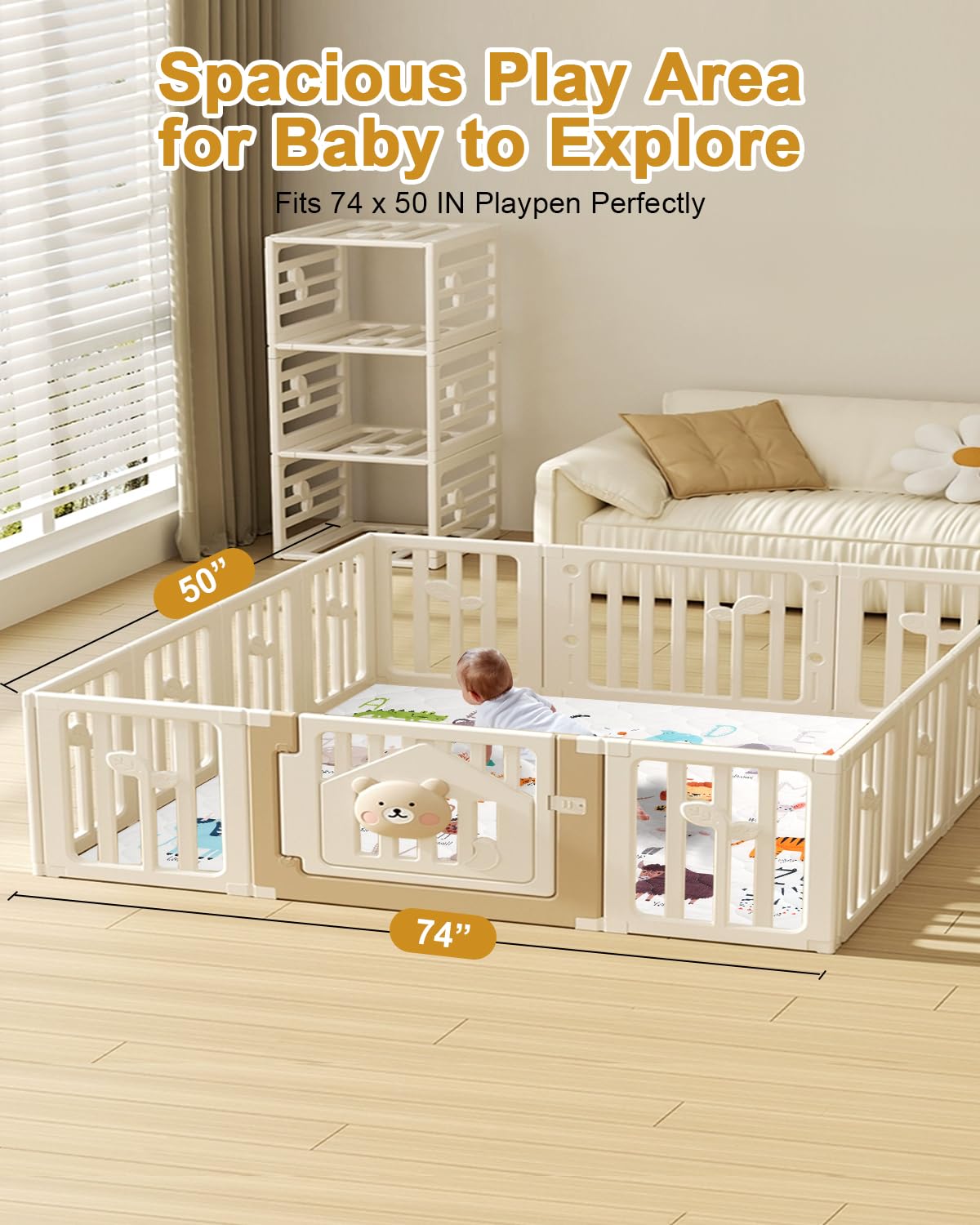 TINYHARBO play mat non-slip bottom keeps surfaces stable during active play.