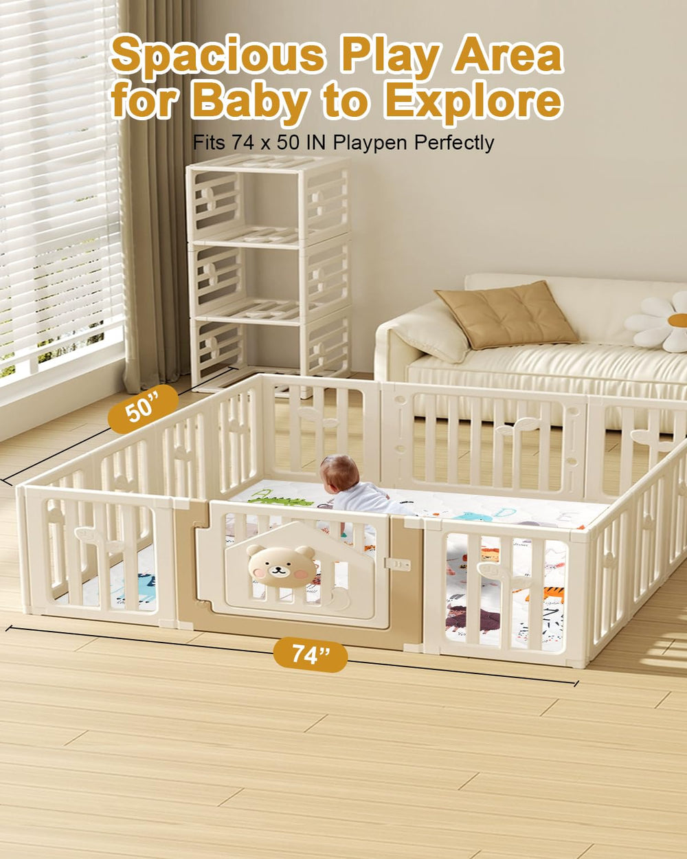 TINYHARBO play mat non-slip bottom keeps surfaces stable during active play.
