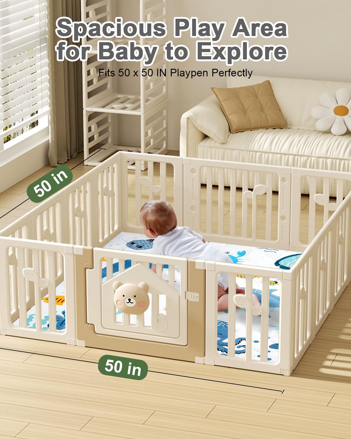tinyharbo play mat non-slip bottom keeps mat stable during active play