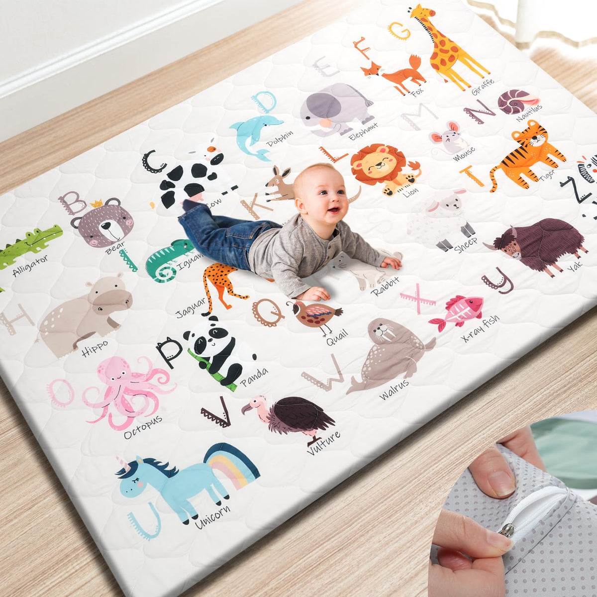 TINYHARBO Premium Foam Baby Play Mat setup showcases a roomy, safe crawling area.