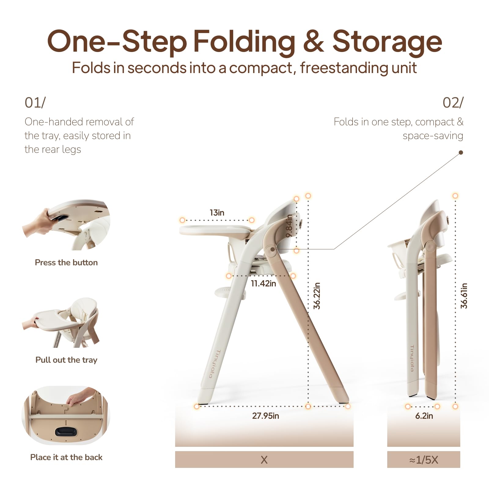 Tinyiota high chair compact-storage-ready stance for neat kitchens