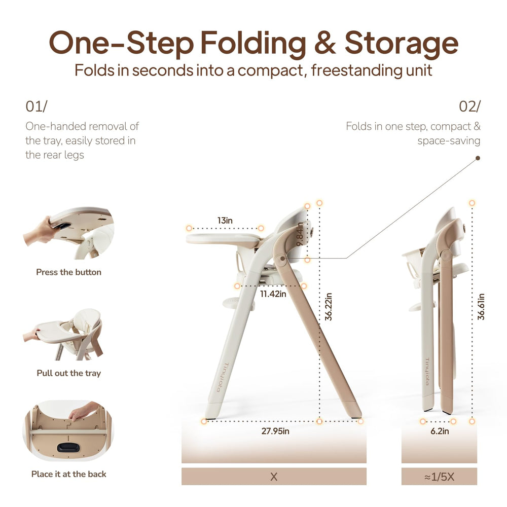 Tinyiota high chair compact-storage-ready stance for neat kitchens