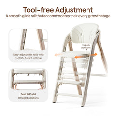 Tinyiota high chair metal-frame offers sturdy stability and moisture resistance