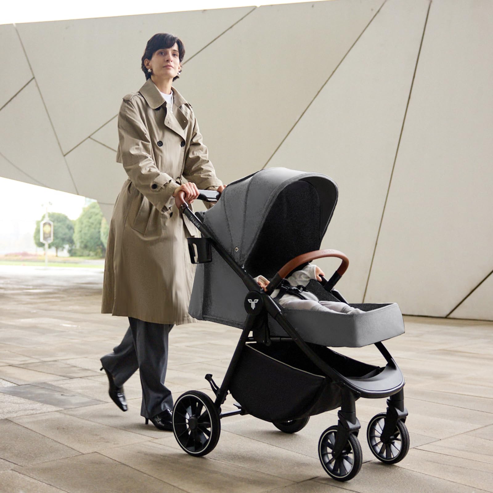 Tinyiota stroller large storage basket and back-pocket organize essentials.