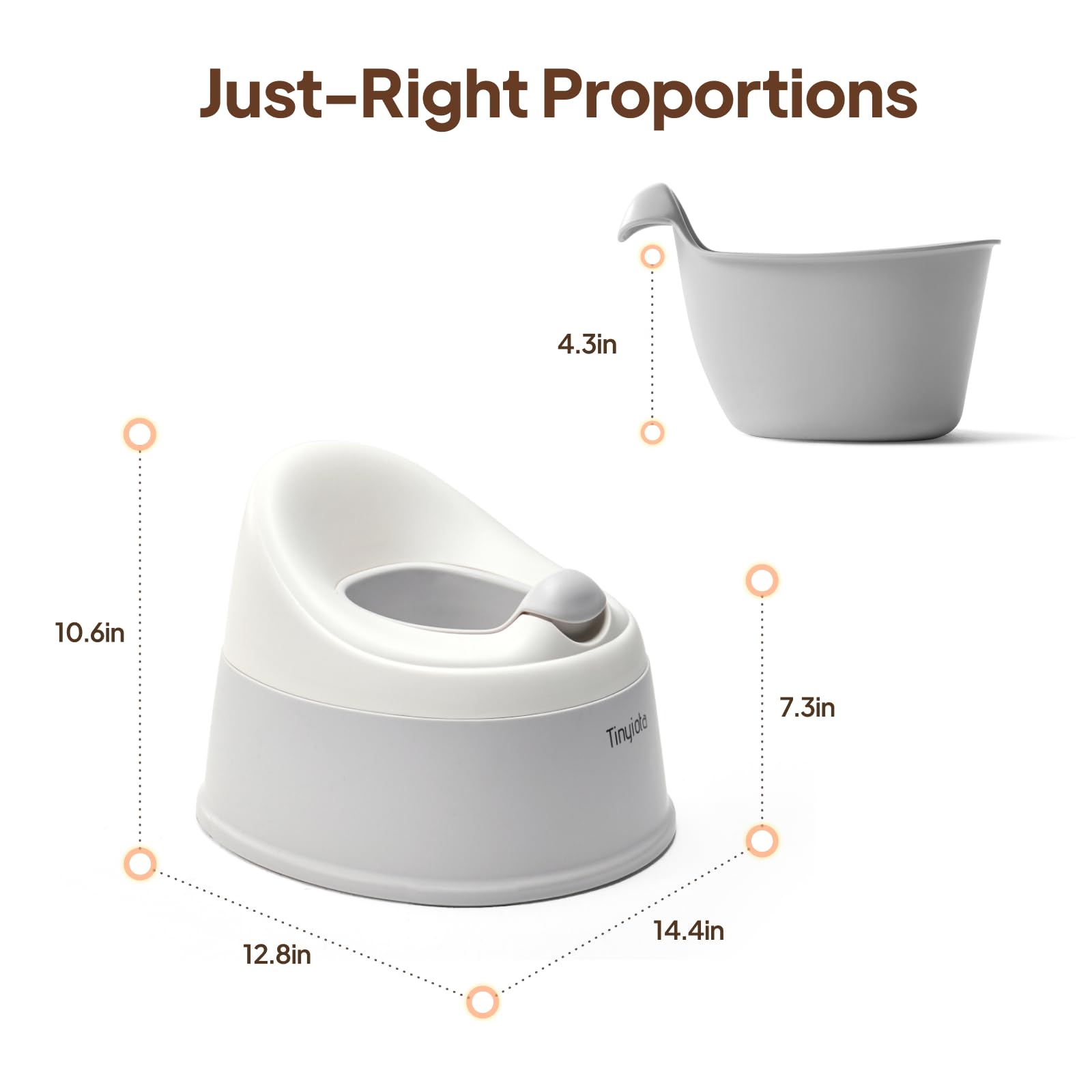 Tinyiota toddler potty gray compact storage with base-inside parts.