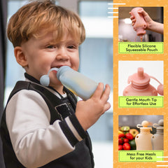 Tiny Loom refillable leakproof pouch with secure spout travels safely.