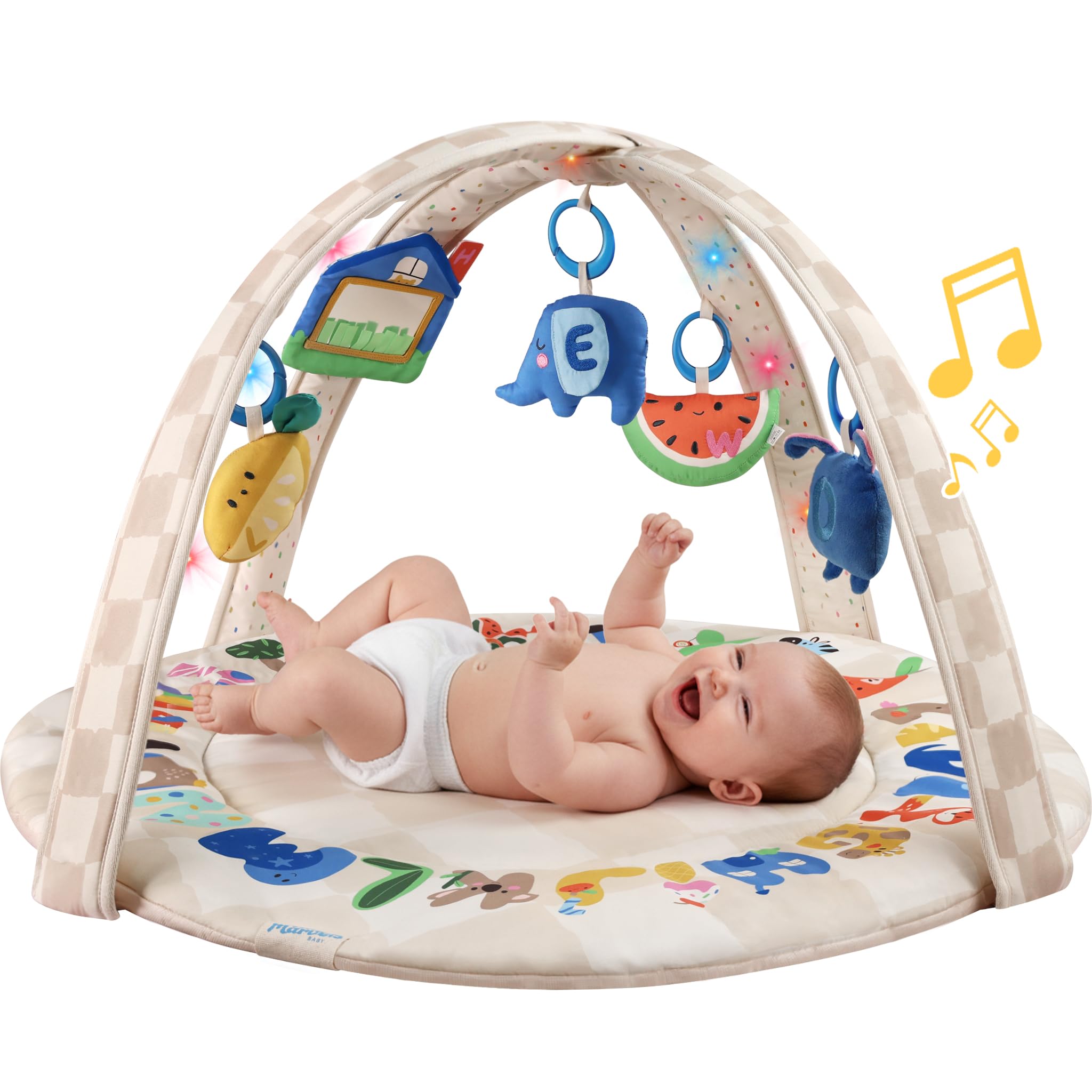 Tiny Marvels Baby Play Gym arch with light encourages early visual tracking during play