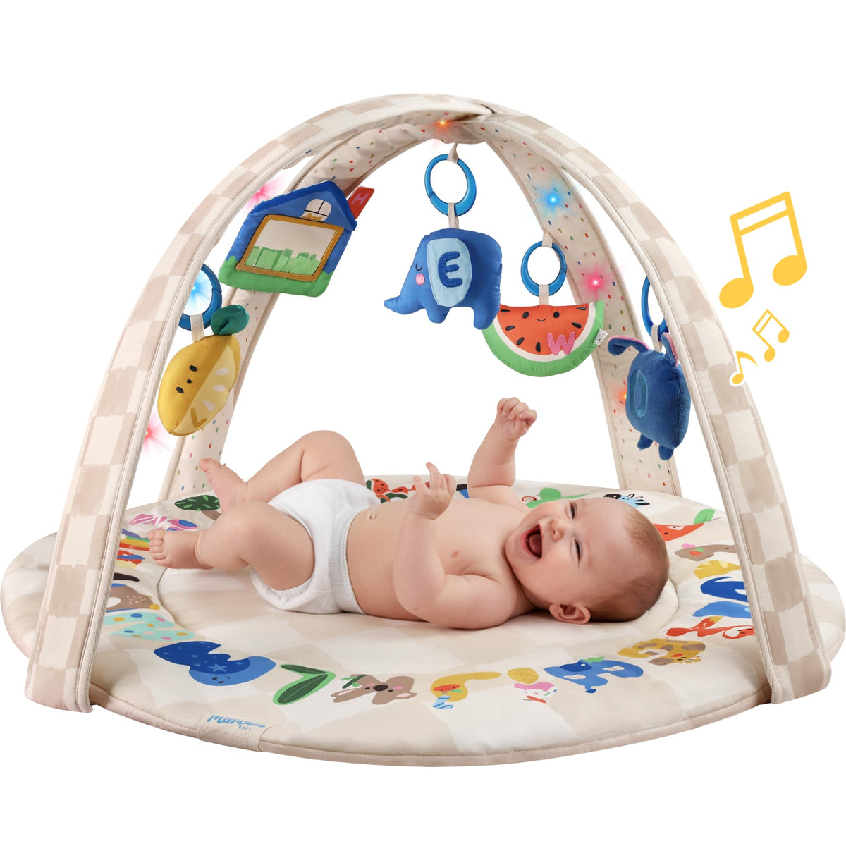 Tiny Marvels Baby Play Gym arch with light encourages early visual tracking during play