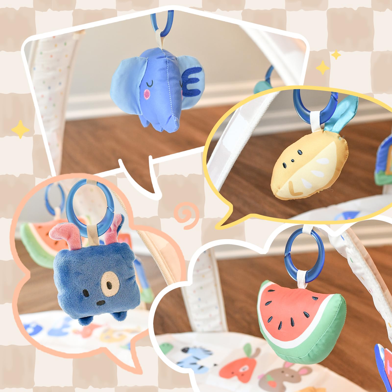 Tiny Marvels Baby Play Gym tummy-time layout supports gentle muscle engagement