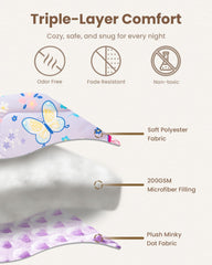 TinyPalsa Butterfly Bedding Fitted Sheet Elastic—secure fit on standard toddler mattresses.