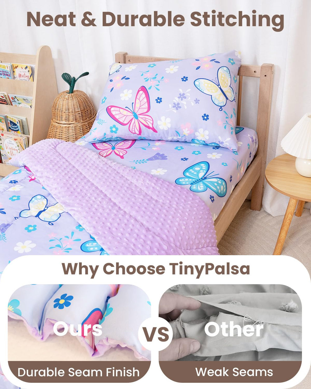 TinyPalsa Butterfly Bedding Pillowcase—reversible design adds playful style and convenience.