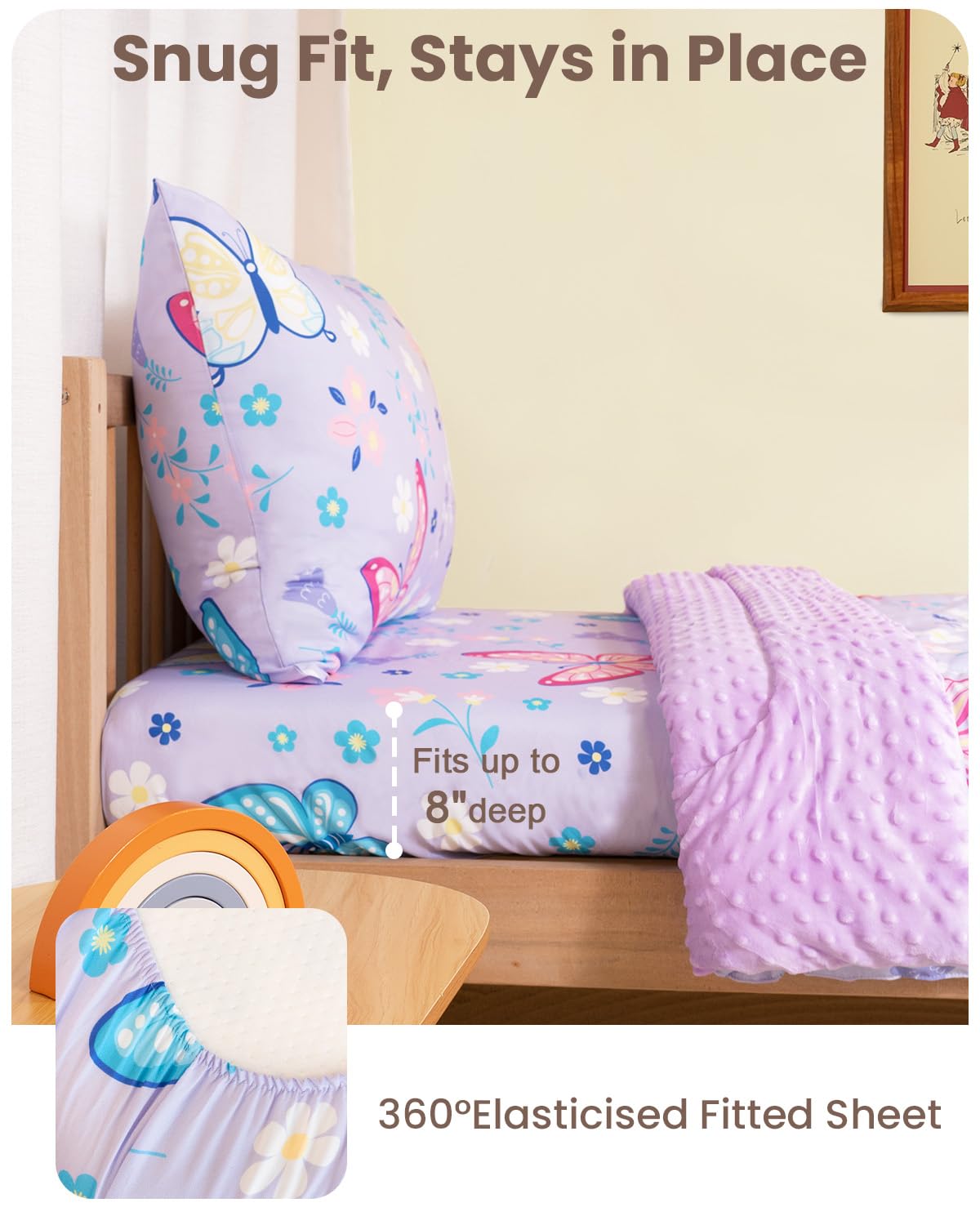 TinyPalsa Butterfly Pattern Closeup—colorful butterflies spark imagination at bedtime.