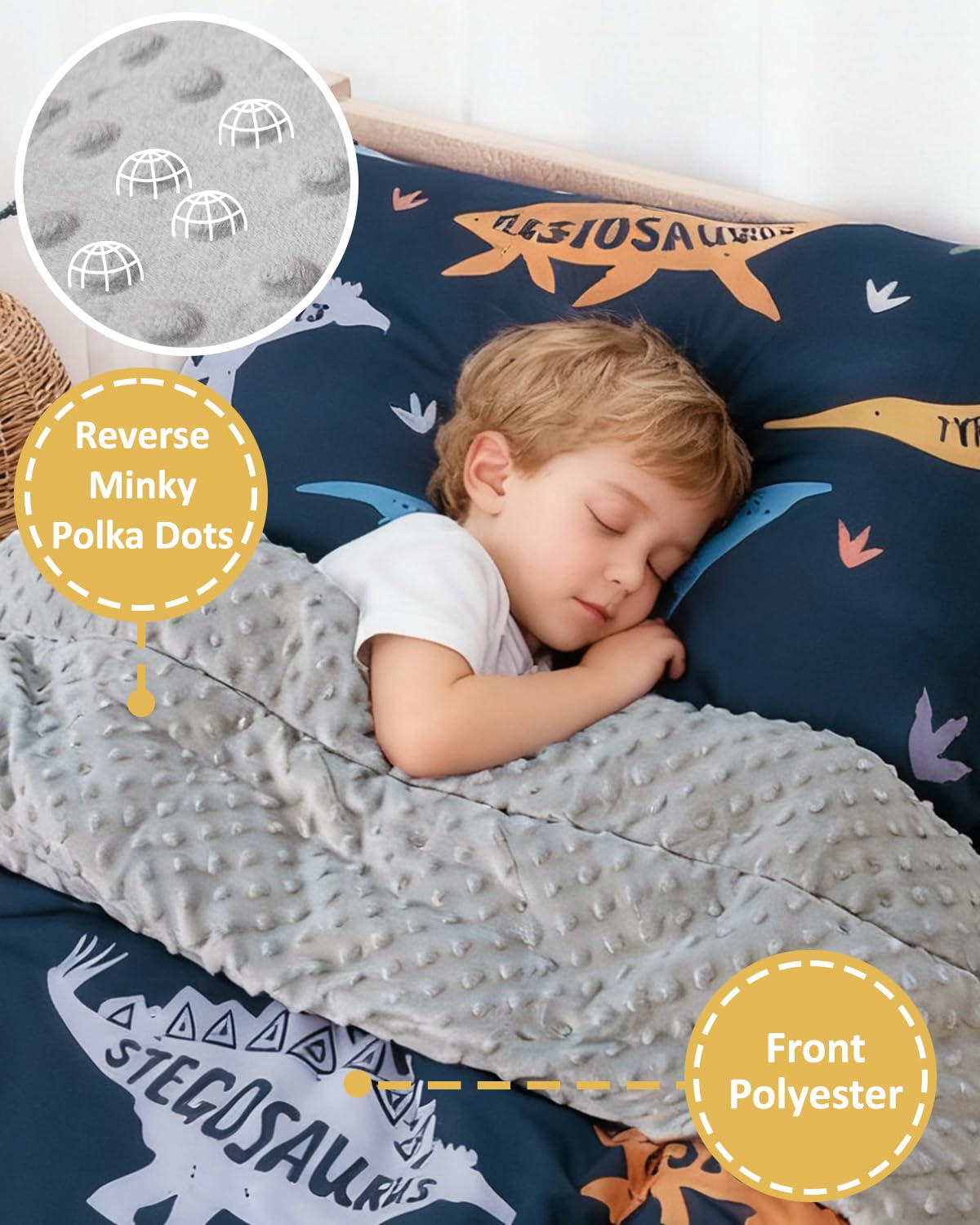 TinyPalsa Dinosaur Bedding Set dino print details highlight playful dinosaur designs encouraging imaginative play.