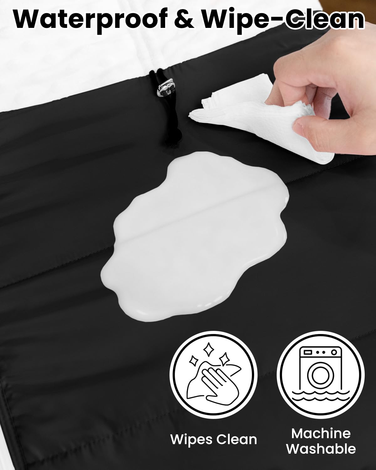 TinyPalsa Winter Baby Carseat Cover in use shows quick, easy installation.