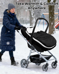 TinyPalsa Winter Baby Carseat Cover plush lining keeps baby warm and cozy.