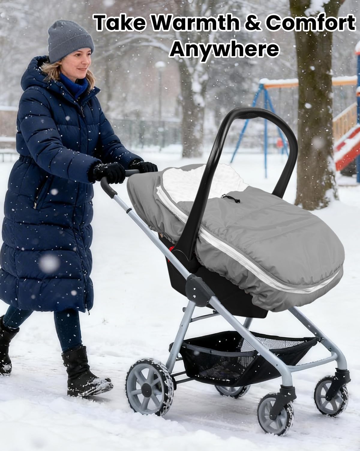 TinyPalsa waterproof shell protects against rain and snow for dry baby time