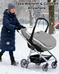 TinyPalsa waterproof shell protects against rain and snow for dry baby time