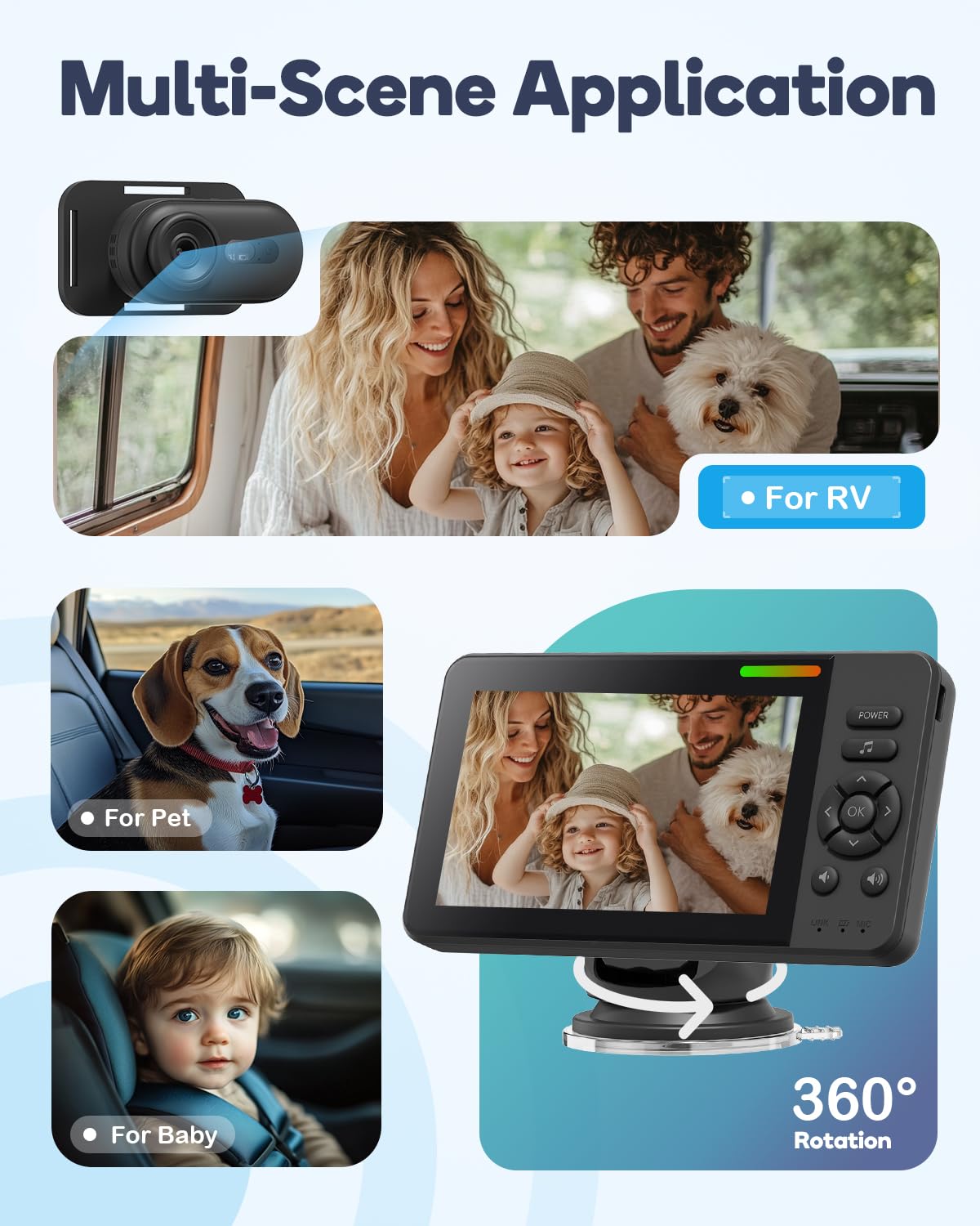 TinyShield monitor in car delivers family-friendly backseat visibility.