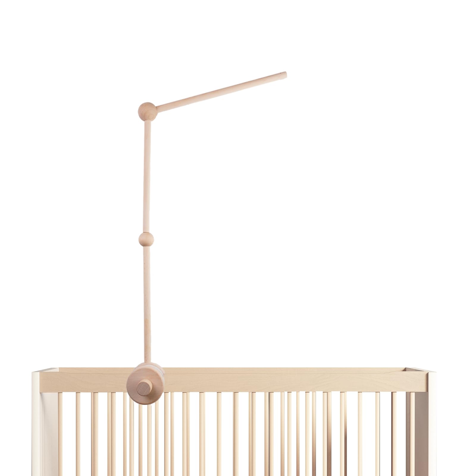 TinyWiz Baby Crib Mobile Arm base attachment provides secure mobile mounting on crib rails.